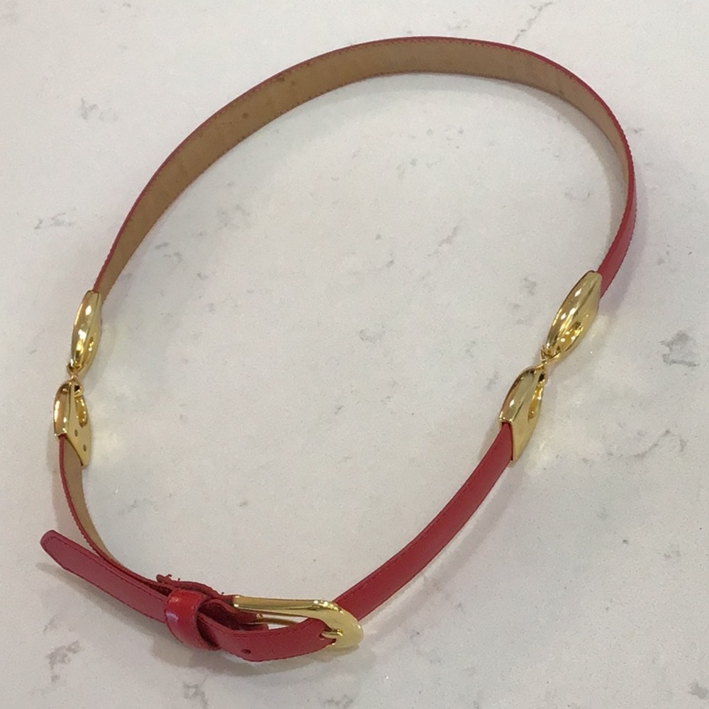 Red Genuine Split Leather Belt